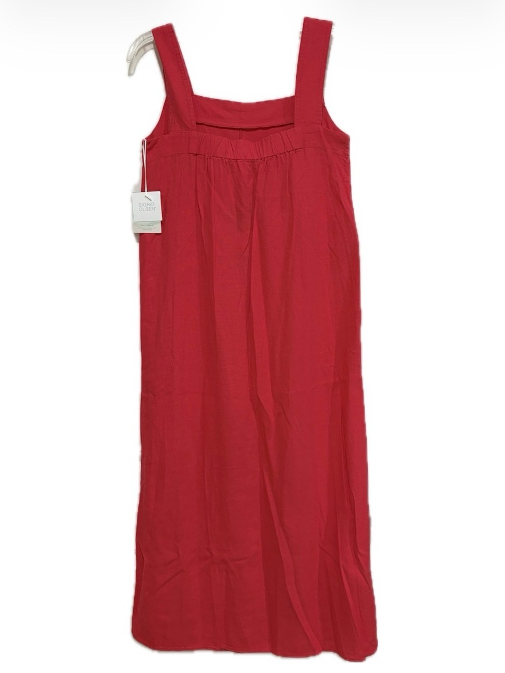 Sigrid Olsen Linen Blend Sleeveless Maxi Dress | Small | Coral Red | Pockets - Picture 5 of 9